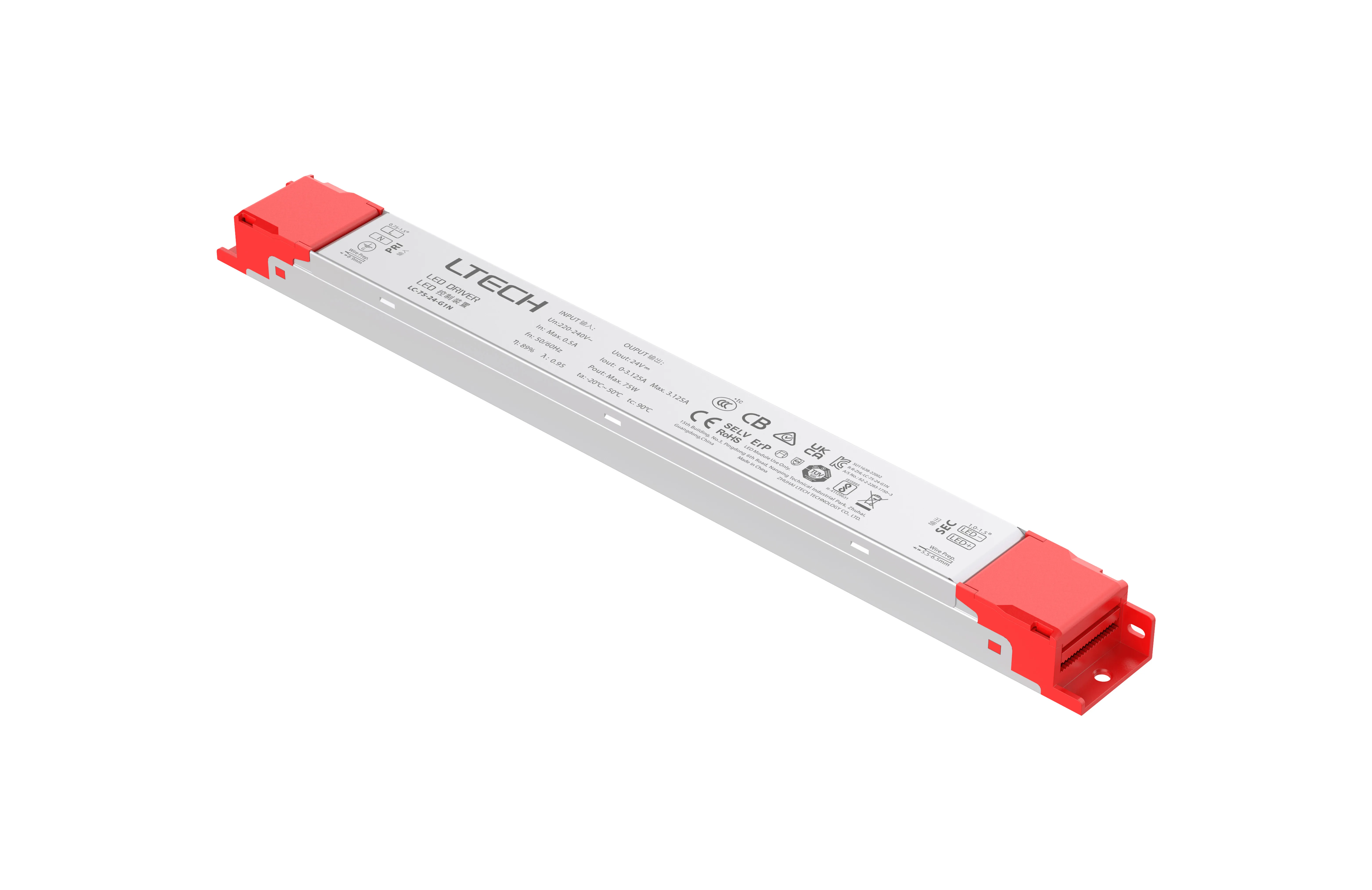 Intelligent Constant Voltage  LED Driver, ON/OFF, 75W, 24VDC 3.125A , 220-240Vac, IP20, 5yrs Warrenty.